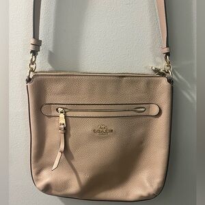 Coach Pebbled Leather Crossbody Bag in beige with Gold Hardware